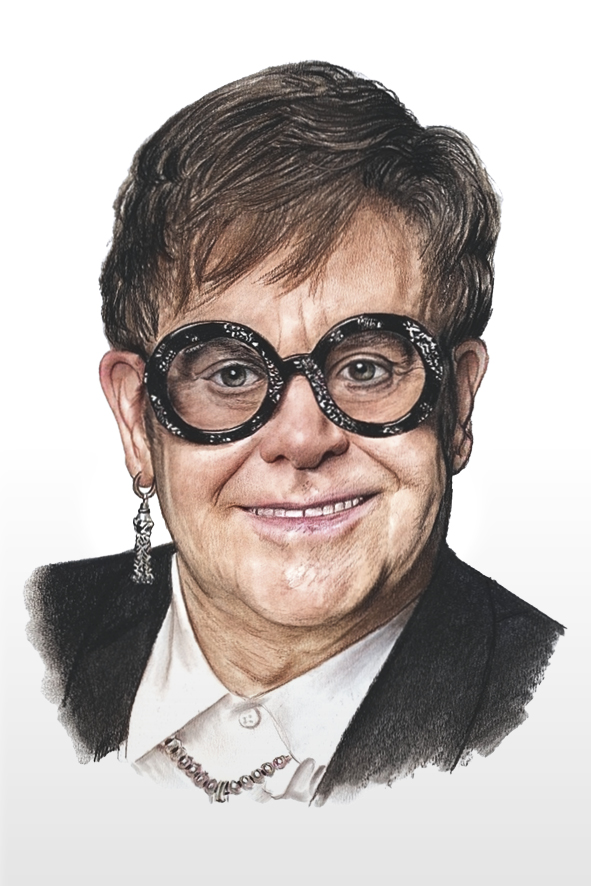 Elton John - kolorovaná reprodukce kresby