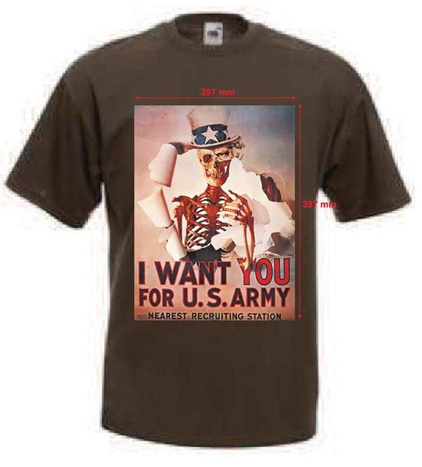 Tričko s potiskem I WANT YOU FOR U.S. ARMY (skeleton)