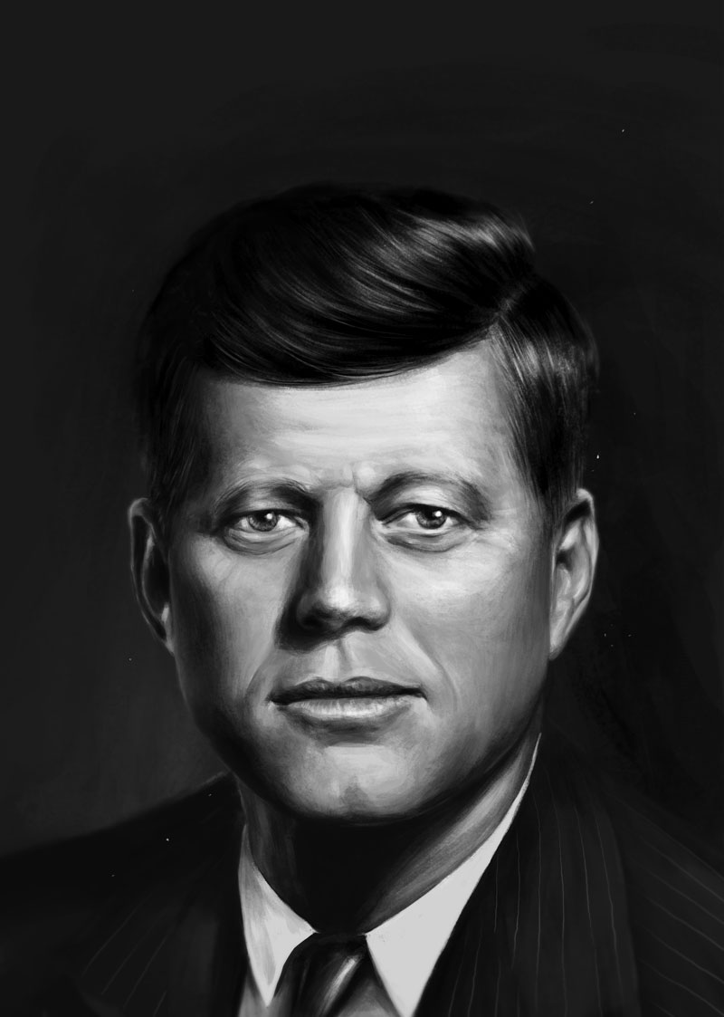 J. F. Kennedy - reprodukce kresby - NA OBJEDNÁVKU DO 5 DNŮ