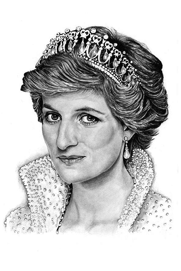 Princezna Diana - reprodukce kresby - NA OBJEDNÁVKU DO 5 DNŮ