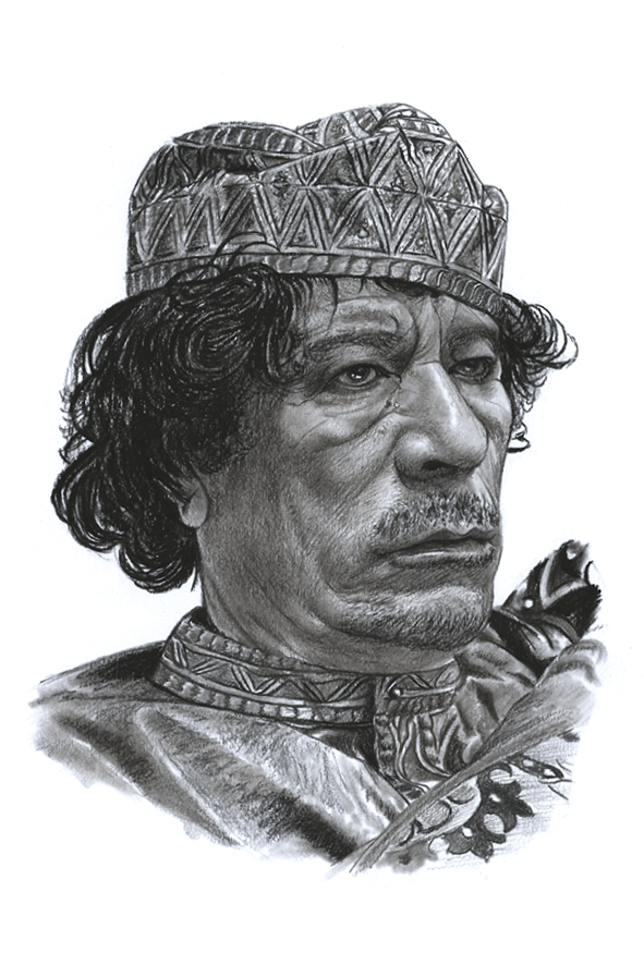 Muammar Kaddáfí - reprodukce kresby - NA OBJEDNÁVKU DO 5 DNŮ