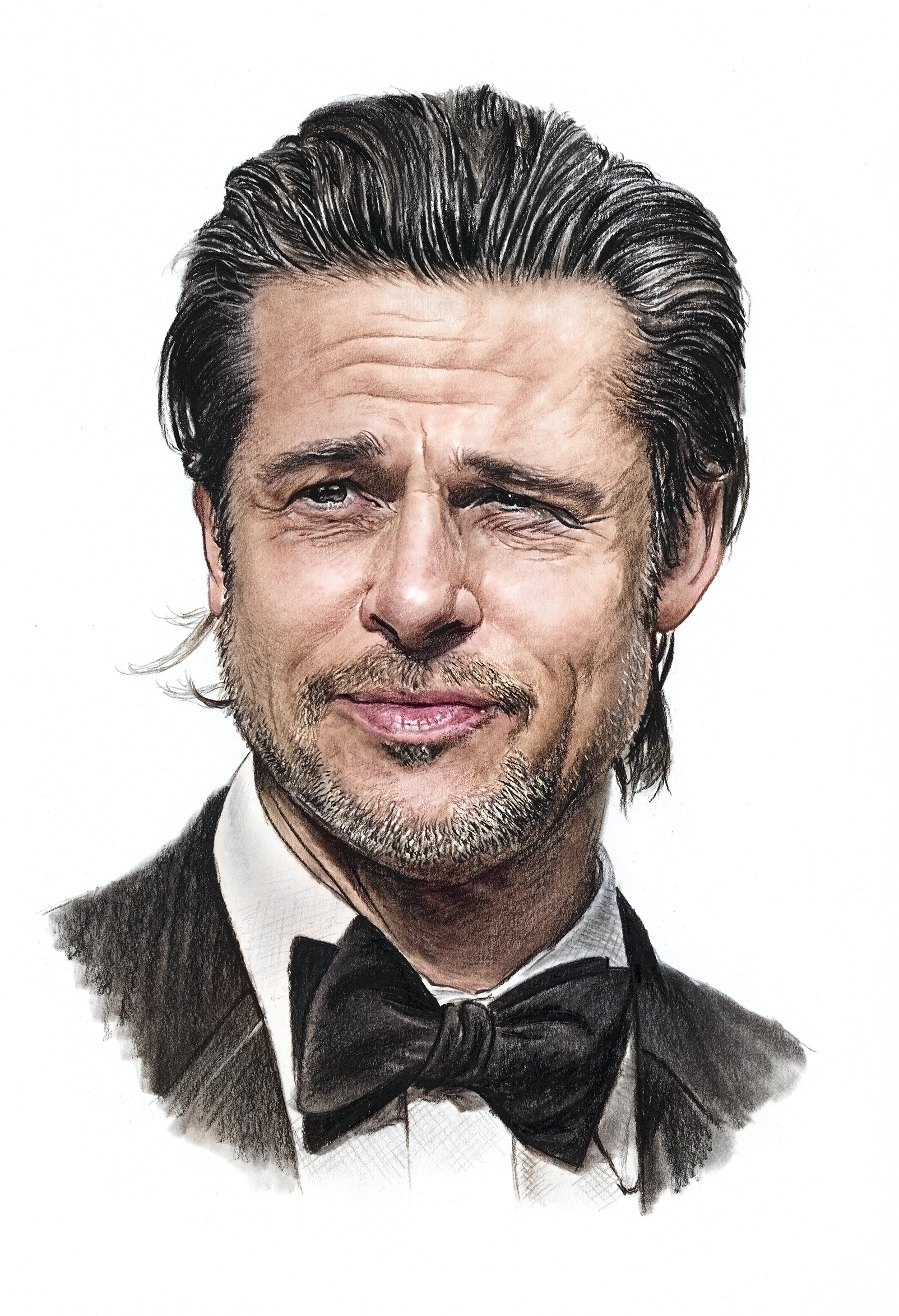 Brad Pitt - reprodukce kresby, kolorovaná - NA OBJEDNÁVKU DO 5 DNŮ