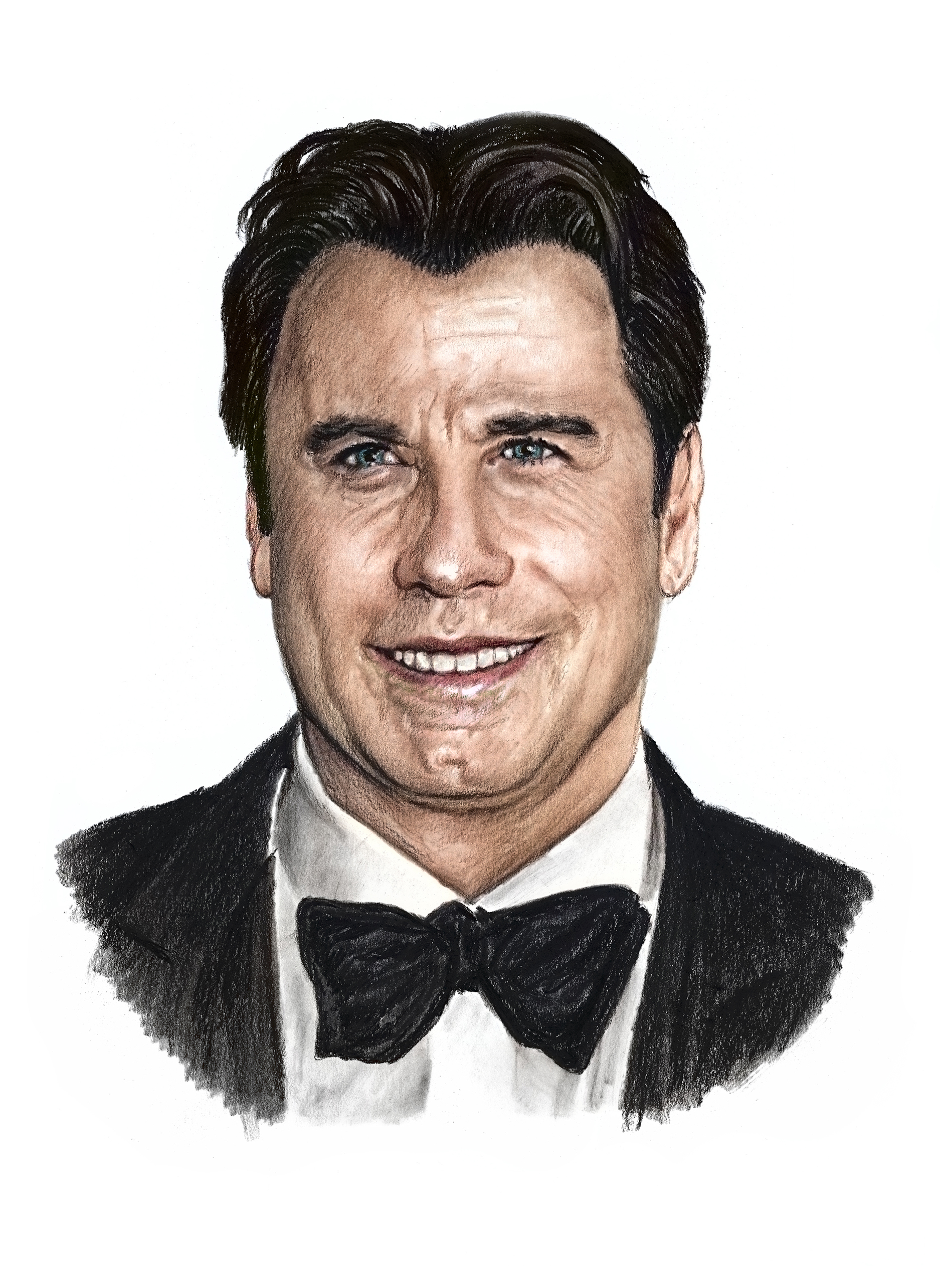 John Travolta - reprodukce kresby, kolorovaná