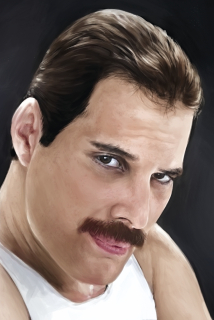 Freddie Mercury - reprodukce kresby, kolorovaná
