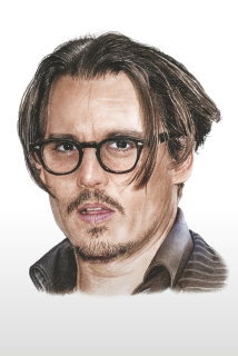 Johnny Depp - reprodukce kresby, kolorovaná